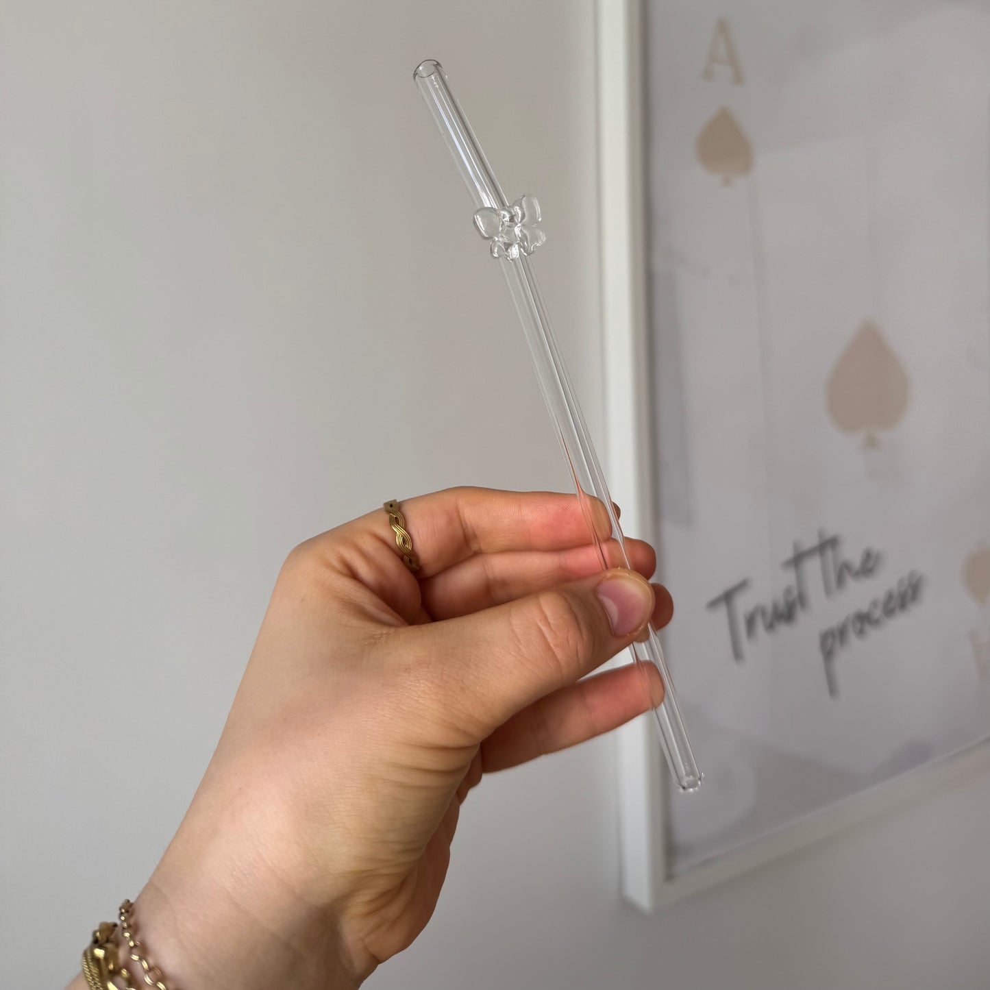 White Bow Glass with Bow Straw