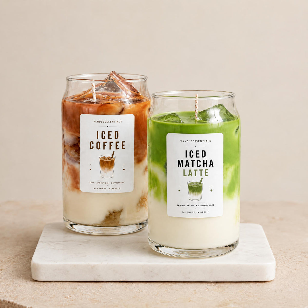 The Iced Duo – Iced Matcha & Iced Coffee Kerzen-Set - VandleEssentials 