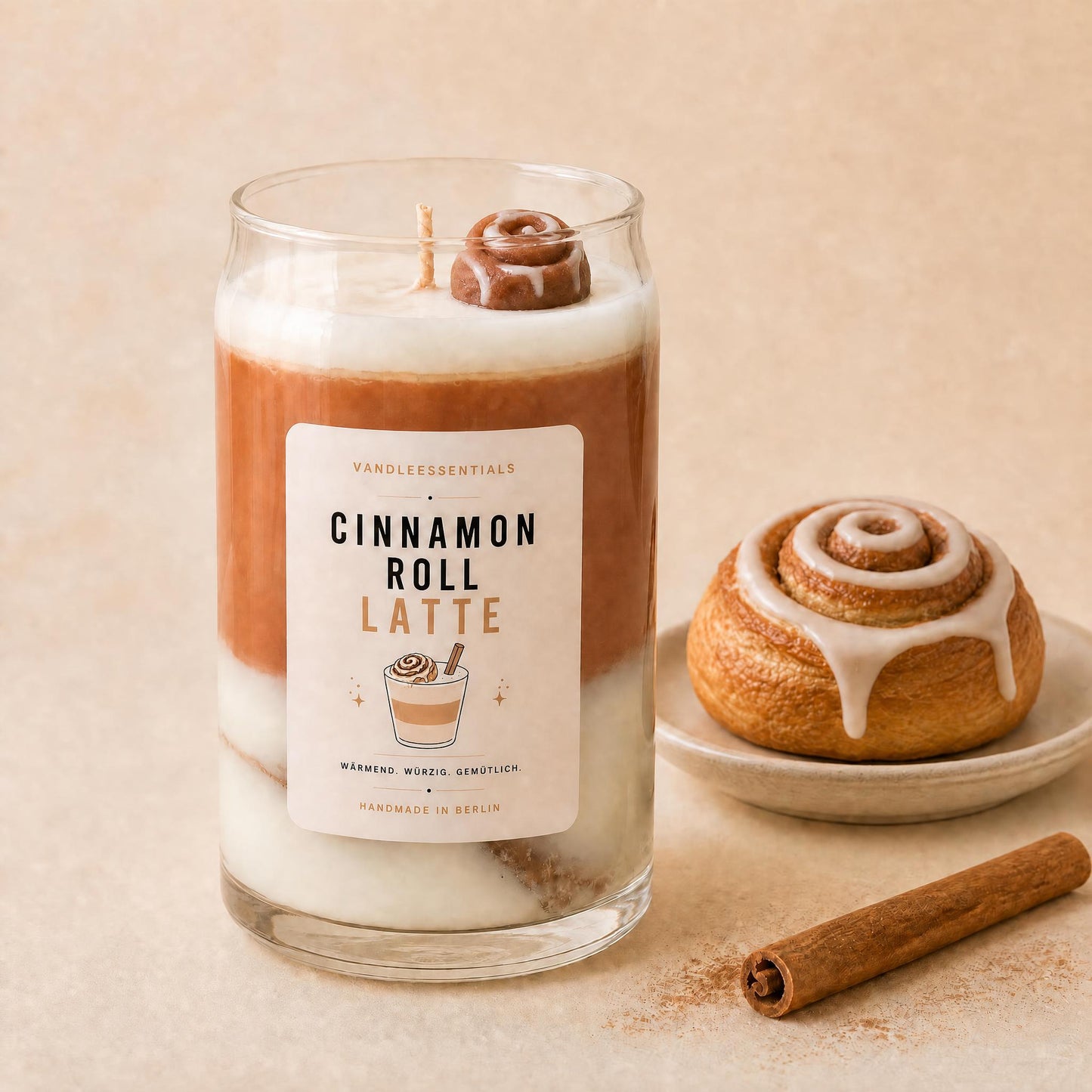 Cinnamon Roll Latte Kerze